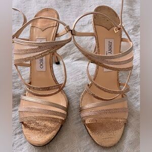 Beautiful gold lace open toe Jimmy choo heels in great condition